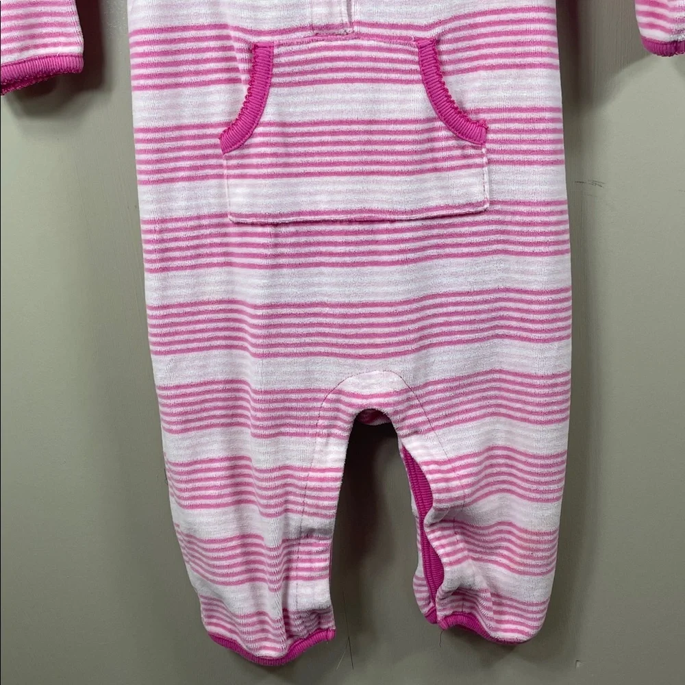 GAP Pink & White Striped Baby One-Piece Footie 6-12 M